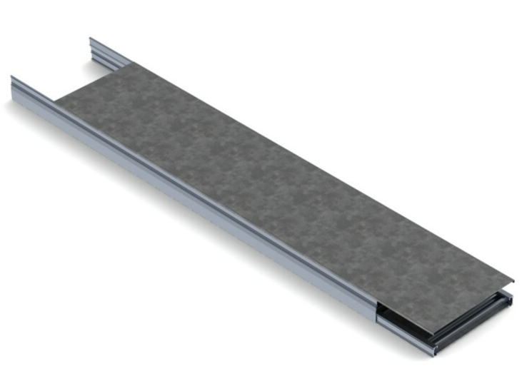 Лоток алюминиевый лестничный с защитной стальной крышкой и дном Кабельный короб