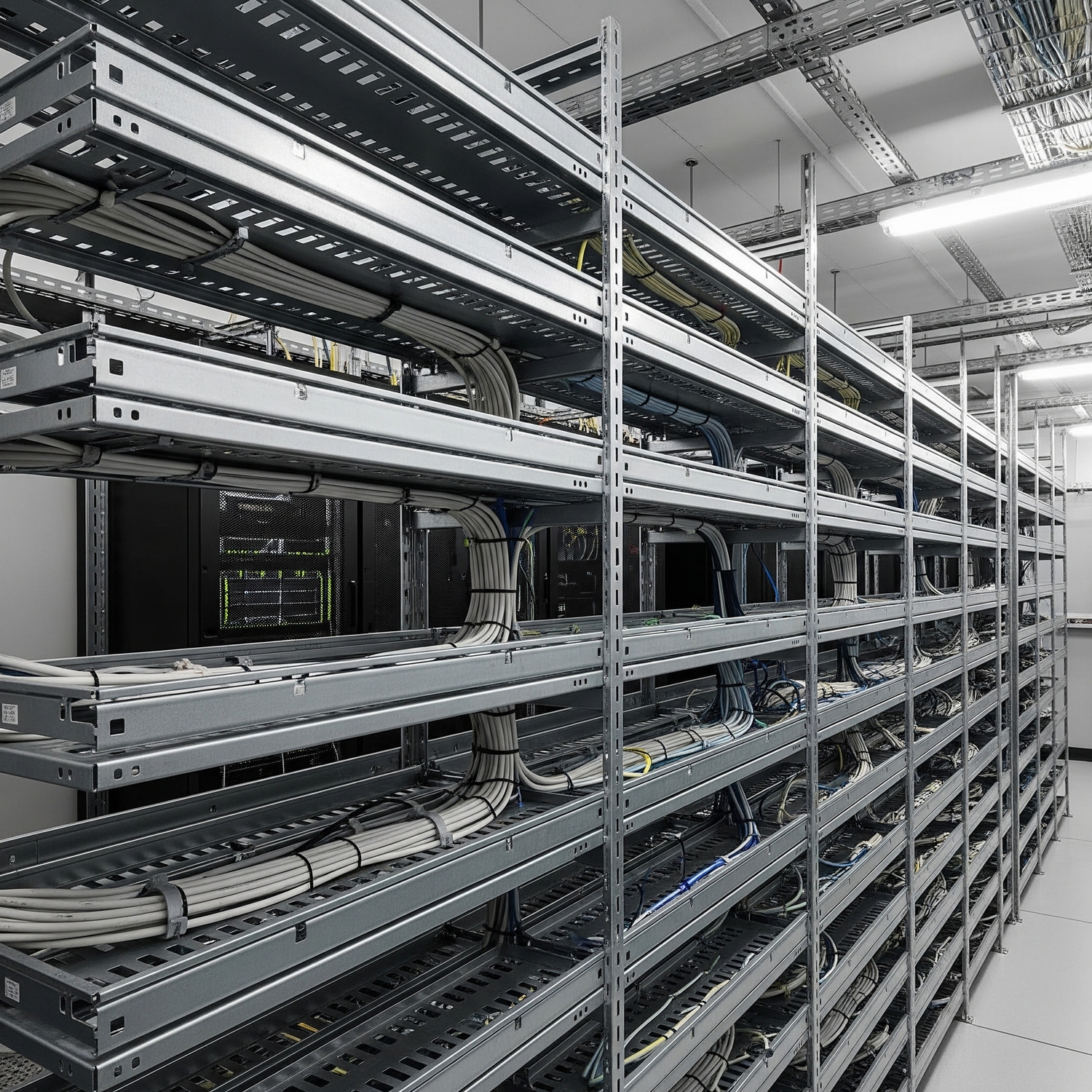 Кабельные лотки для организации сложных систем распределения кабелей Перфорированные кабельные короба для серверных