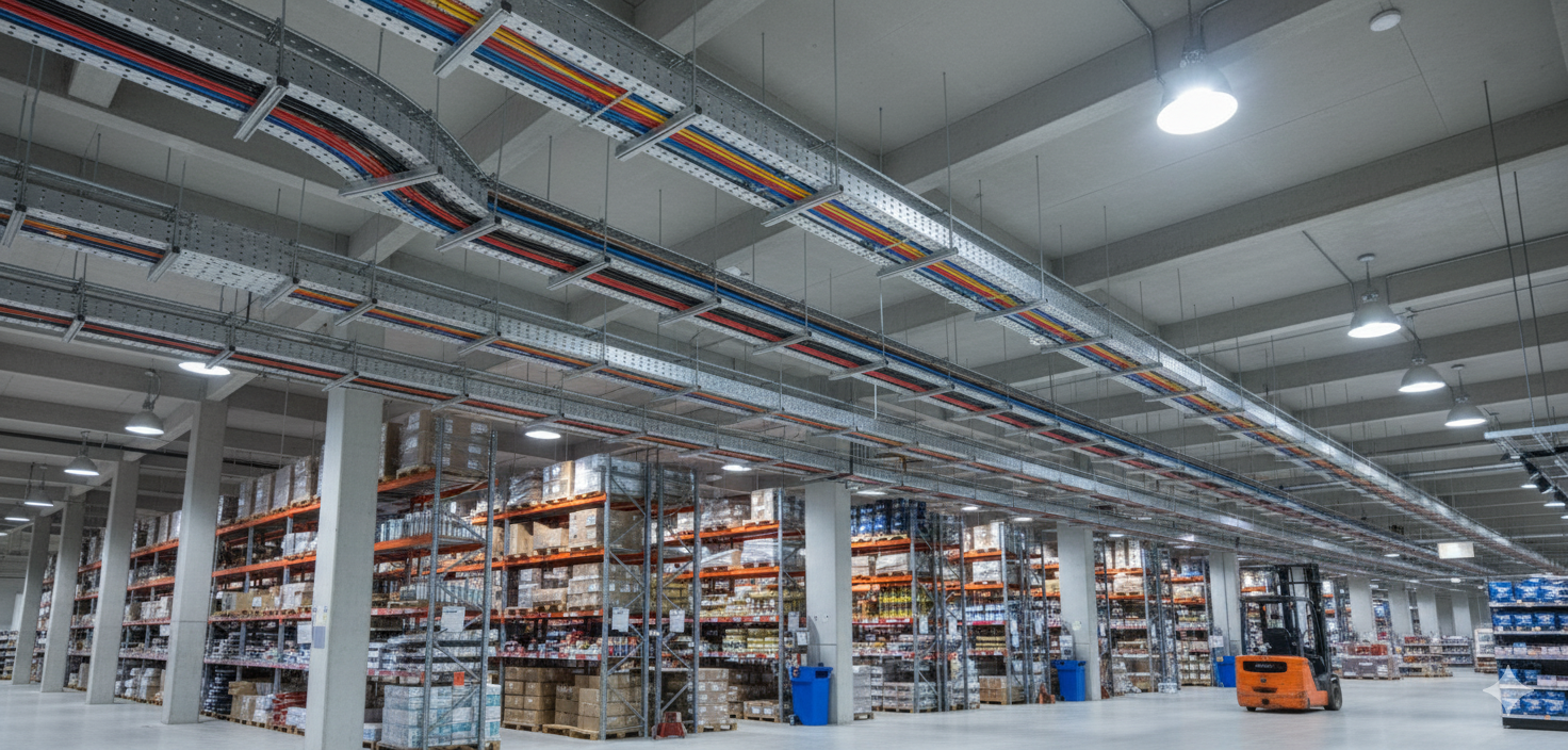 Кабельные лотки для складских помещений Подвесные лестничные лотки