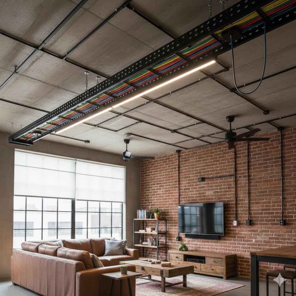 Кабельные каналы для помещений в стиле лофт Кабельные короба и лотки для жилых помещений